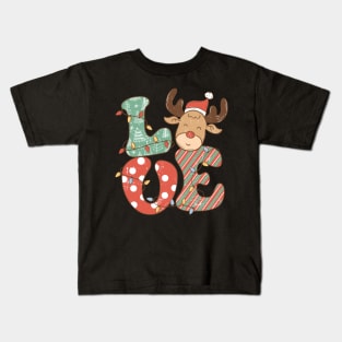 Love Reindeer Christmas Lights Kids T-Shirt